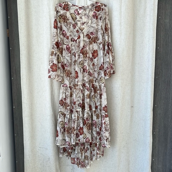 Mossimo Supply Co Bohemian Chiffon Floral Cream Prairie Dress Size XS - Picture 1 of 6